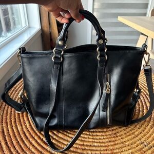 Kattee Chic Black Leather Shoulder Bag